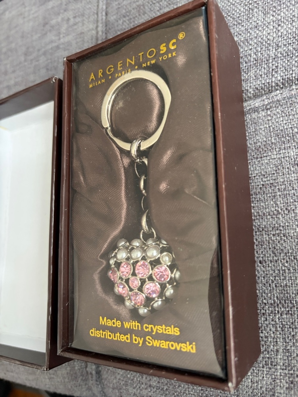 Pink Crystal Heart Keyring Swarovski crystals - Picture 7 of 7